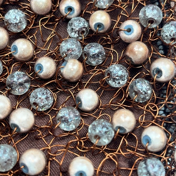 Lexy Unique Copper Beaded & Wire Small Handmade Evening Handbag - Picture 4 of 15